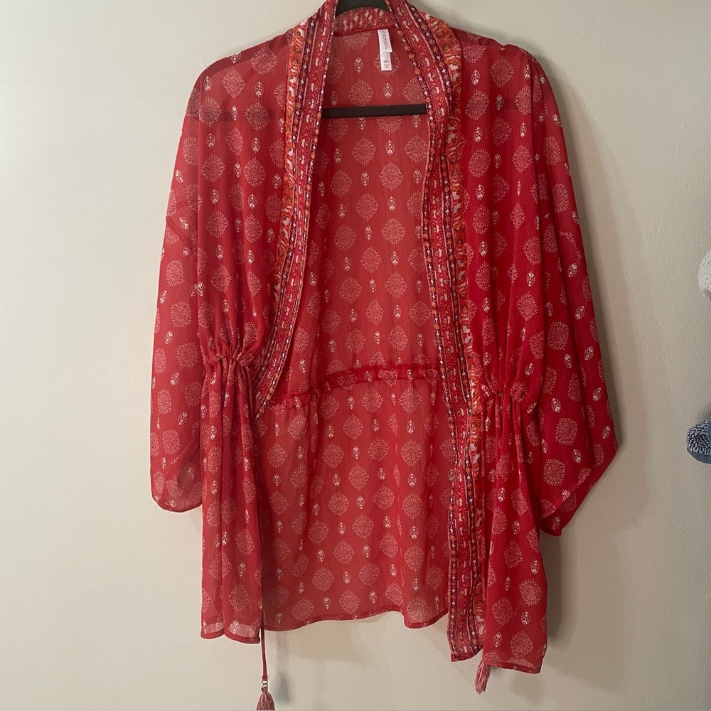 Xhilaration Red and Pink Boho cover up